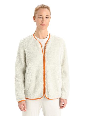 Dámské Mikiny S Kapucí Icebreaker RealFleece™ Merino High Pile Long Sleeve Zip Cardigan Bílé | CZ 1283UZGT